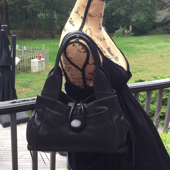 Laura Ashley Handbags - Laura Ashley black leather bag w button enclosure